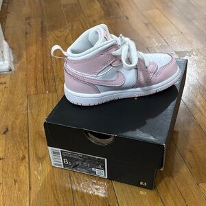 Nike Kids Pink and White High-Top Sneakers